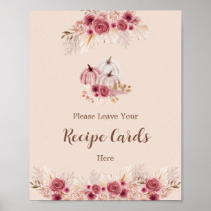 Affiche Élégant Boho Automne Laissez Votre Carte de Recett