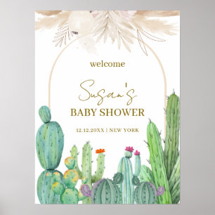 Affiche Elégant Boho Cactus Arch Baby shower Bienvenue