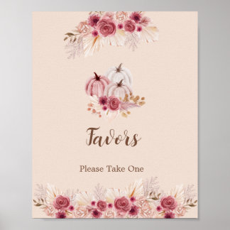 Affiche Elegant Boho Fall Pumpkin Favors Please Take One
