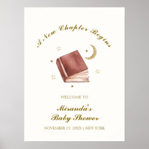 Affiche Elégant Boho Livre Moon Star Baby shower Bienvenue