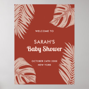 Affiche Elegant Boho Tropical Feuilles Baby shower Bienven