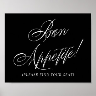 Affiche Élégant Bon Appétit Calligraphie Blanche Siège