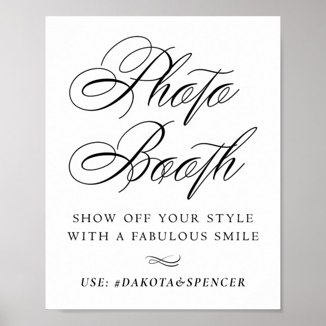 Affiche Elégant Booth Smile Black Calligraphy | Chic (Devant)
