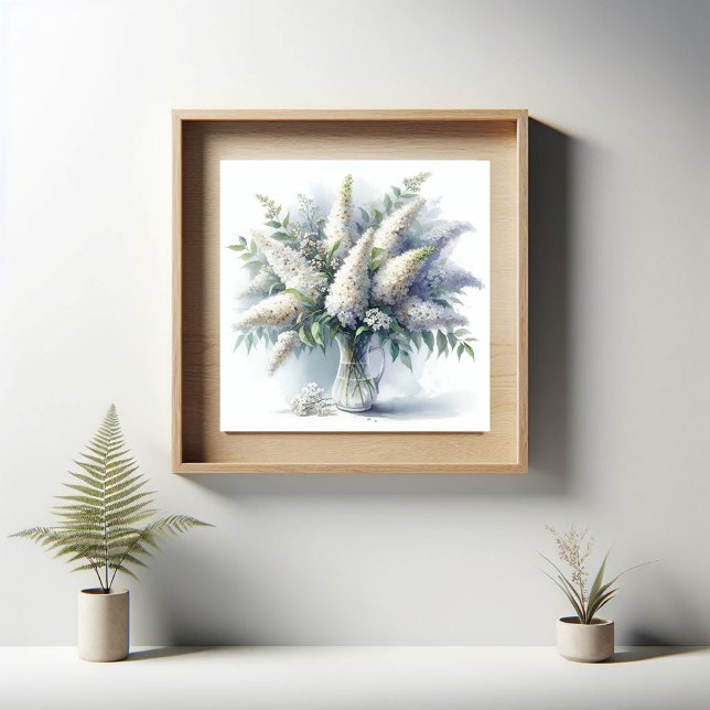 Affiche Élégant bouddleia blanc bouquet floral Motif d'art (Créateur téléchargé)