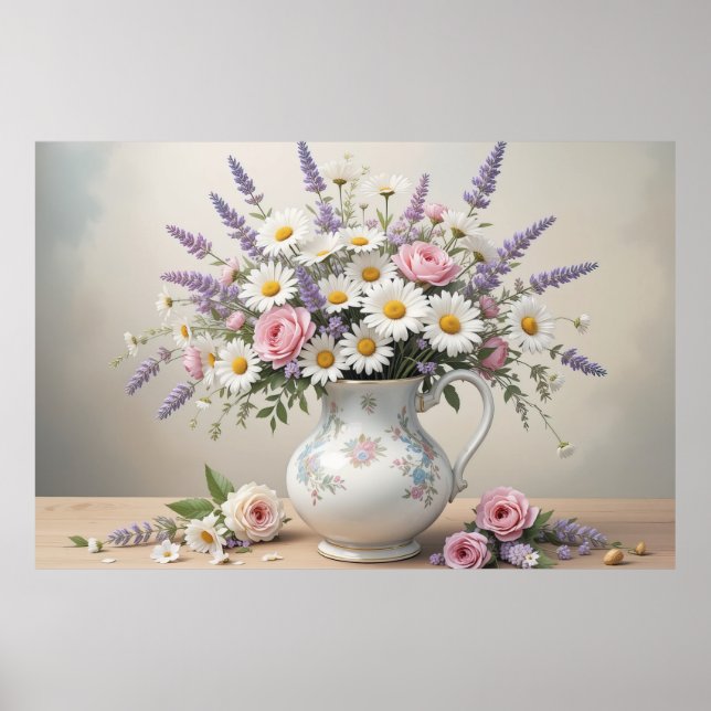 Affiche Elégant bouquet de printemps dans Vase Soft Floral (Devant)