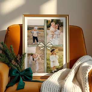 Affiche Elegant Bow & Ribbon Present Family Photo Collage