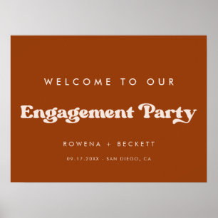 Affiche Elégant Burnt Orange Engagement bienvenue