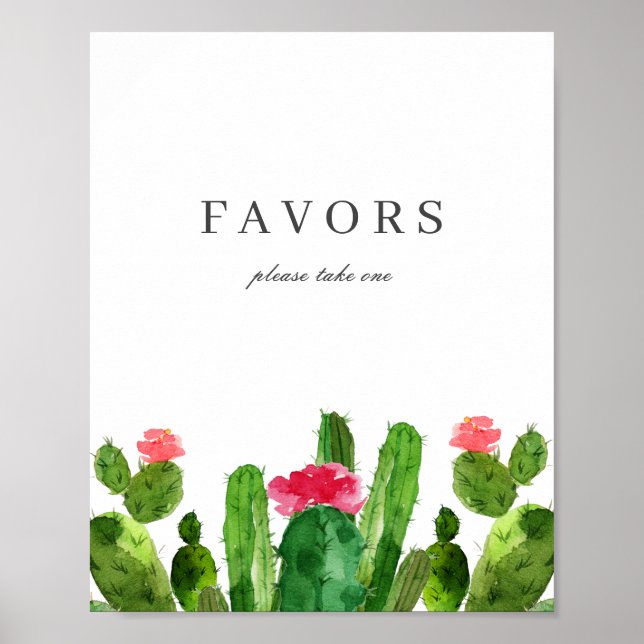 Affiche Élégant Cactus Jardin Mariage Faveurs Panneau de t (Devant)