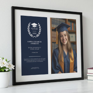 Affiche Élégant cadre d'obtention d'un diplôme de la Marin