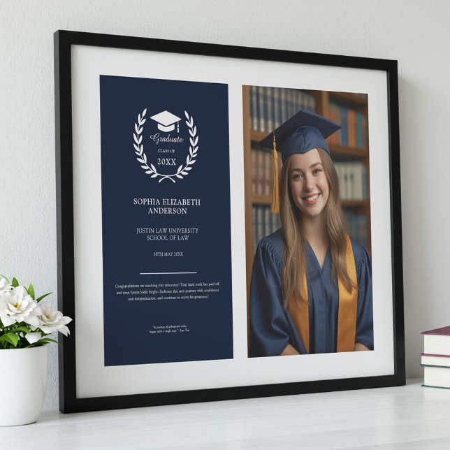 Affiche Élégant cadre d'obtention d'un diplôme de la Marin (Créateur téléchargé)