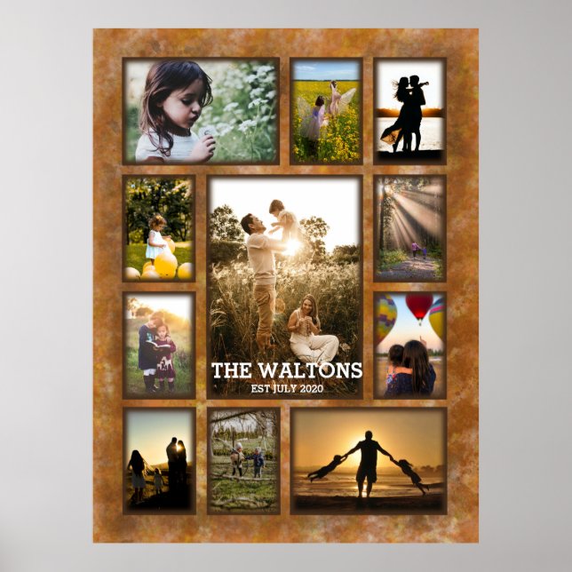 Affiche Elégant cadre en bronze comme collage photo de fam (Devant)