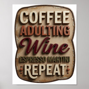 Affiche Élégant CAFÉ DEVENIR ADULTE VIN ESPRESSO MARTINI R