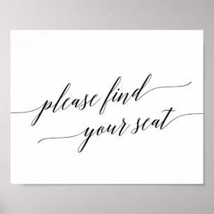 Affiche Elegant Calligraphy Please Find Your Seat Sign