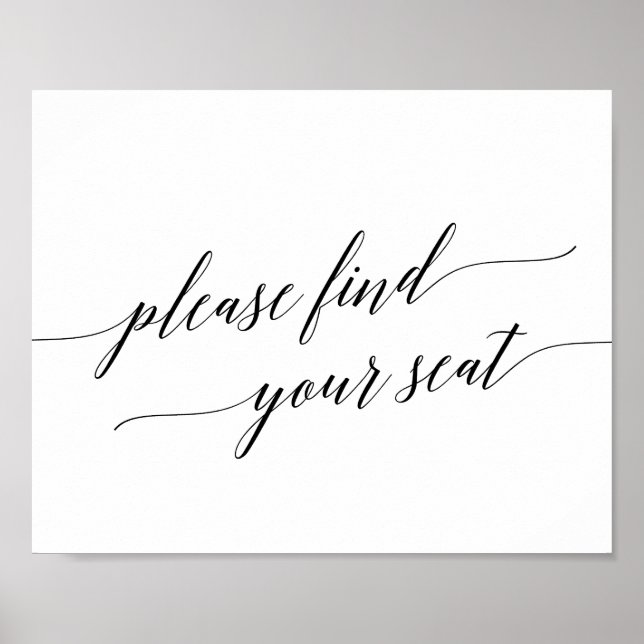 Affiche Elegant Calligraphy Please Find Your Seat Sign (Devant)