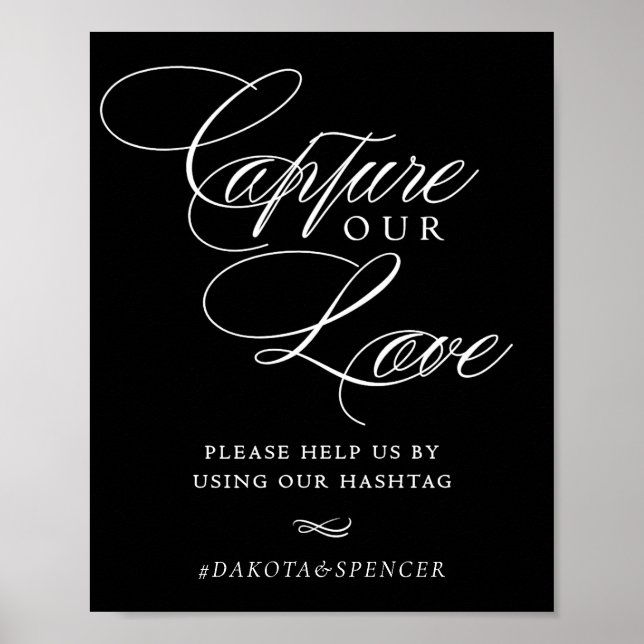 Affiche Élégant Capturez notre Amour Calligraphie blanche  (Devant)