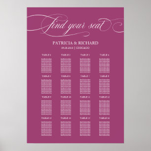 Affiche Elegant Cassis Wedding Seating Chart Sign