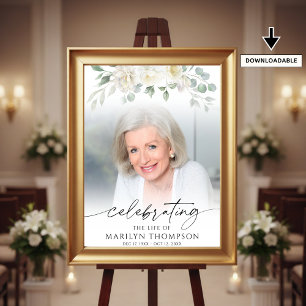 Affiche Élégant Célébration de la vie de photo florale