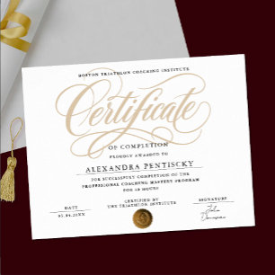 Affiche Élégant Certificat de Récompense Blanc et Or de St