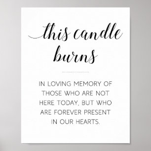 Affiche Élégant Cette Bougie Brûle Mémorial Mariage