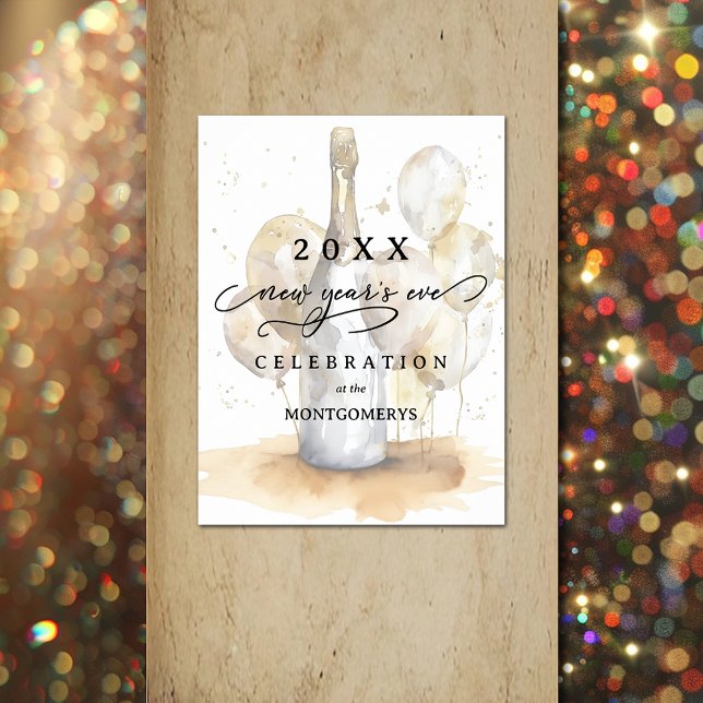 Affiche Elegant Champagne and Balloons New Year's Eve (Elegant Champagne and Balloons New Year's Eve Party Poster, choose your size when ordering)