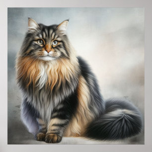 Affiche Élégant Chat Long Haired