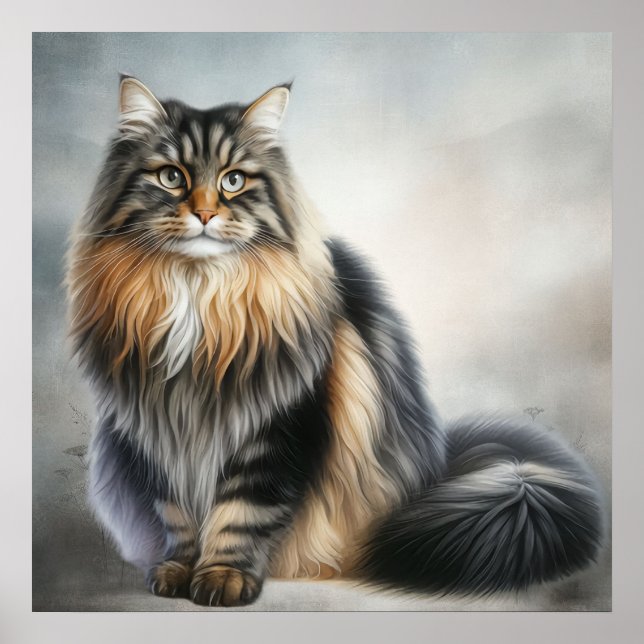 Affiche Élégant Chat Long Haired (Devant)