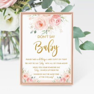 Affiche Elegant Chic Blush rose Floral Ne pas dire Baby Ga