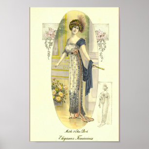 Affiche Élégant Chic Edwardian Plaque de mode française