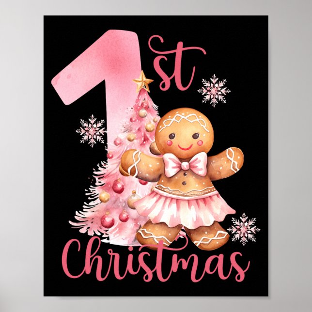 Affiche Elegant Christmas Watercolor Snow Toddler T Shirt  (Devant)