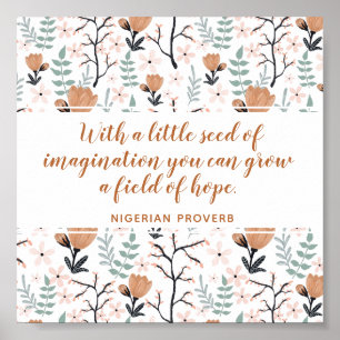 Affiche Elégant Citation Peach Hope Floral Inspirational A
