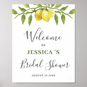 Affiche Elégant citrons vert Bienvenue BRIDAL SGHOWER