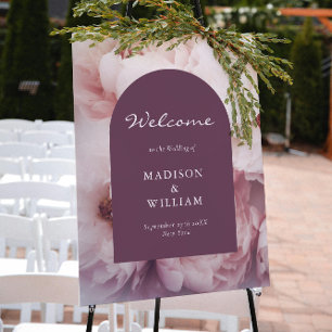 Affiche Élégant classique Regal Purple Peonies Arch Mariag