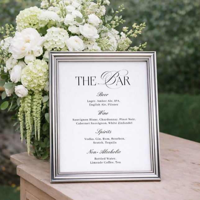 Affiche Elegant Classy Black and White Wedding Bar (Créateur téléchargé)
