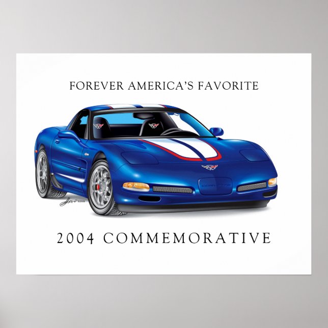 Affiche Elegant Commemorative Vette Illustration (Devant)
