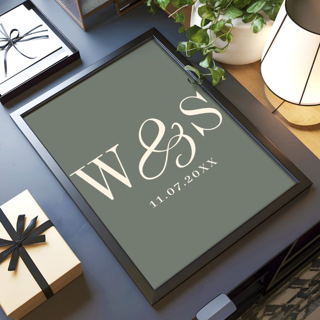 Affiche Elégant couple mariage initial sage (Créateur téléchargé)