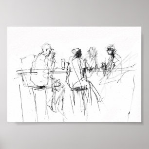 Affiche Elégant croquis minimal à barres - Premium