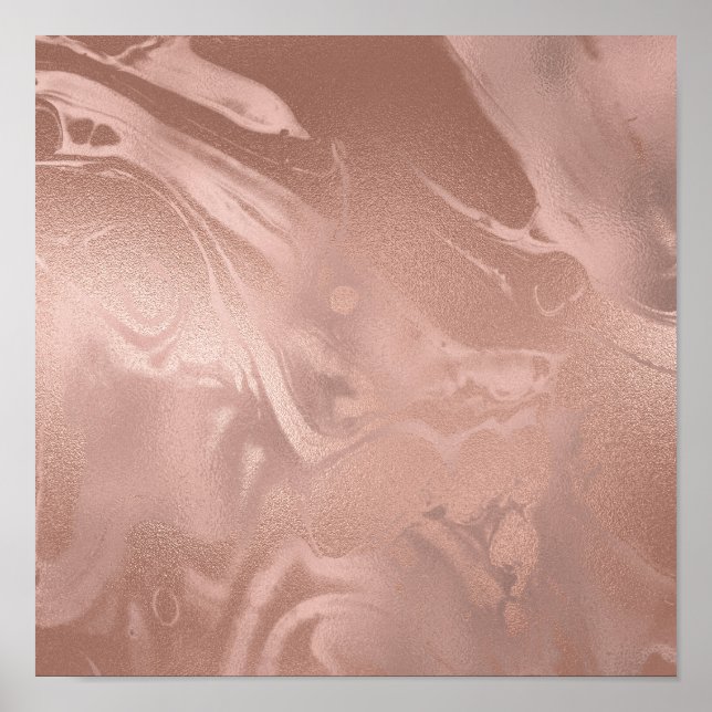 Affiche Élégant cuivre moderne rose gold marble look (Devant)