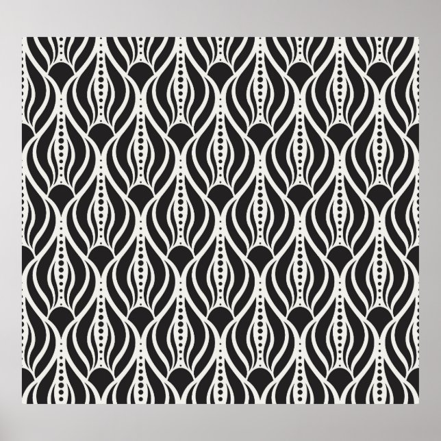 Affiche Élégant damas floral, patte art nouveau sans soudu (Devant)