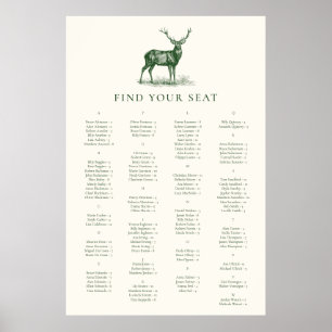 Affiche Élégant Deer Hunking Stag Green Seating Chart