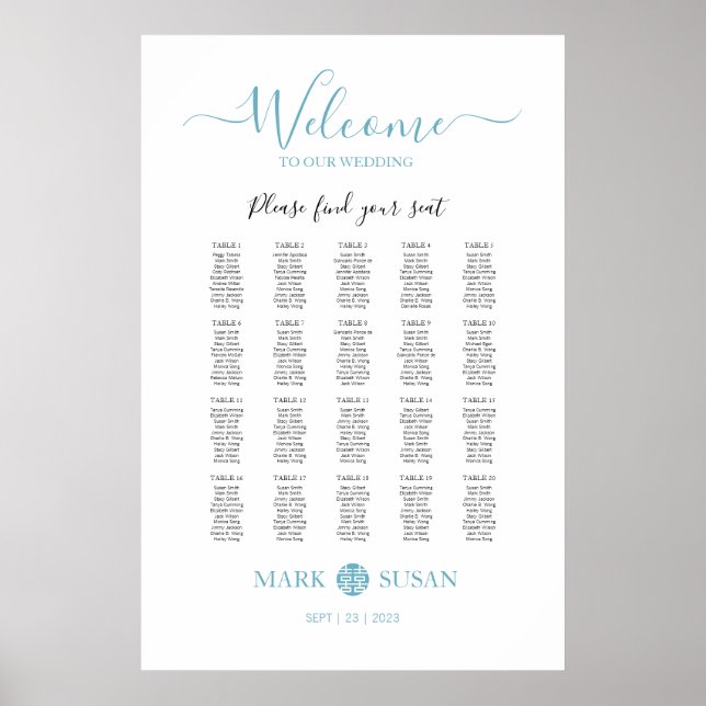 Affiche Élégant Double Bonheur Mariage Sieger Chart (Devant)