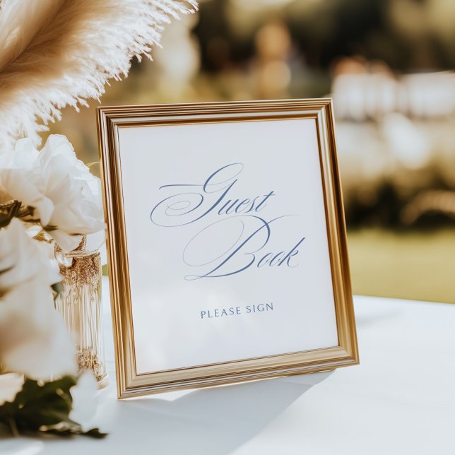 Affiche Elégant Dusty Blue Calligraphy Mariage du livre d' (Créateur téléchargé)