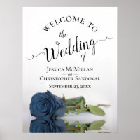 Elégant Dusty Steel Blue Rose Mariage Bienvenue