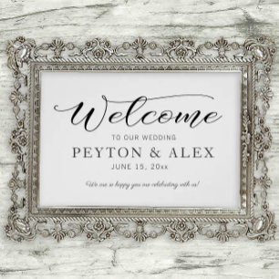 Affiche Élégant écriture calligraphique Bienvenue à notre