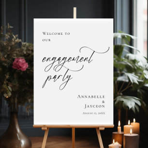 Affiche Elegant Engagement Party photo bienvenue