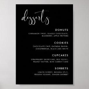 Affiche Elégant et moderne Mariage Black Dessert Bar signe