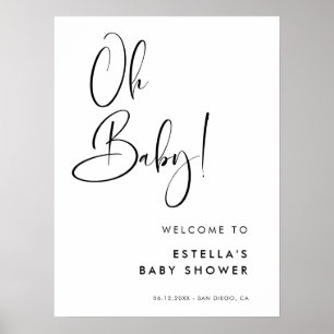 Affiche Élégant et moderne noir et blanc Oh Baby