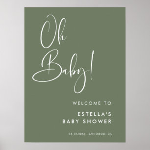 Affiche Élégant et moderne Sage foncé Vert Oh Baby