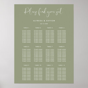 Affiche Elégant et moderne Sage Green mariage carte de siè
