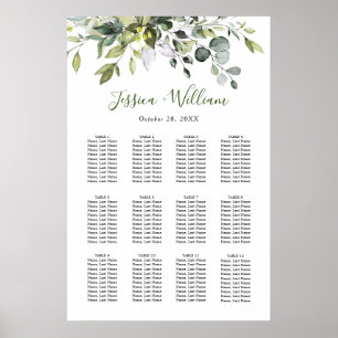 Affiche Élégant Eucalyptus 12 Tables Mariage GRAPHIQUE DE 