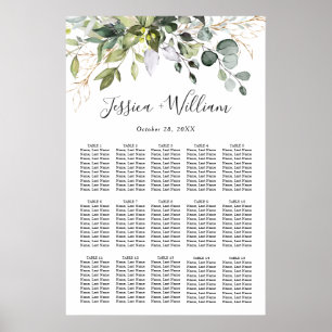 Affiche Élégant Eucalyptus 15 Tables Mariage GRAPHIQUE DE 